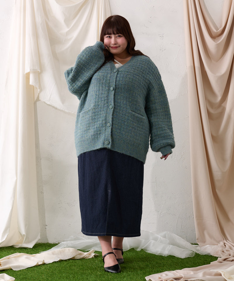 【予約商品】【大きいサイズ】PATCH DENIM NARROW SKIRT / オリジナルパッチデニムナロースカート