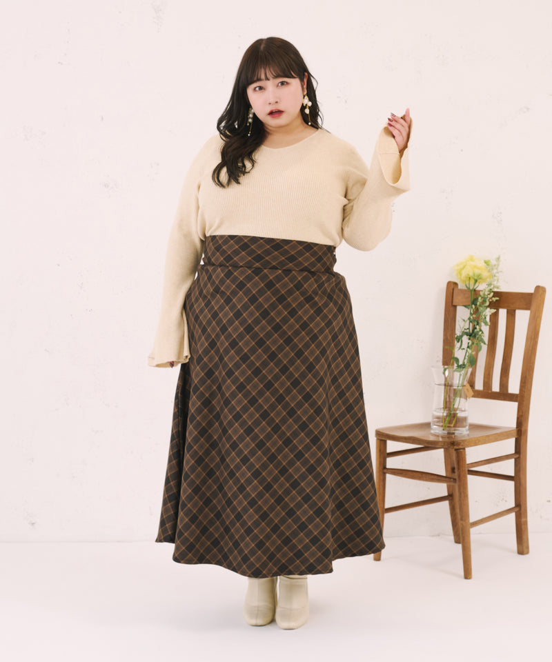 BACK LACE UP FLARE SKIRT/バックレースアップフレアスカート