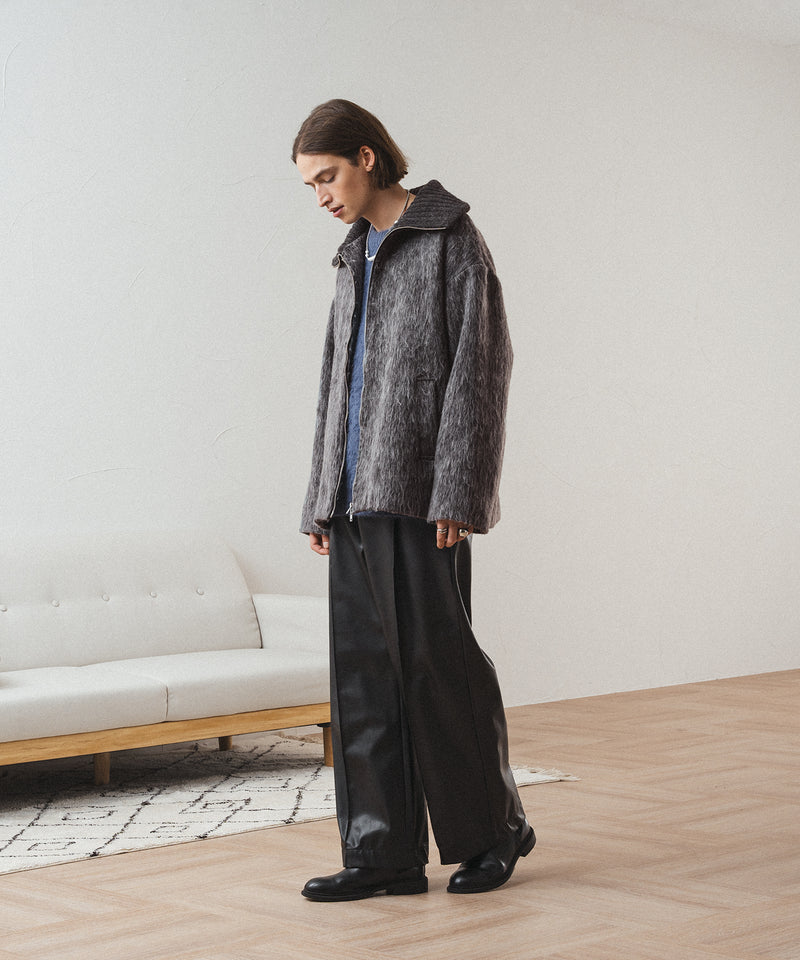 【New】MELANGE SHAGGY DOUBLE ZIP BLOUSON/メランジシャギーダブルジップブルゾン