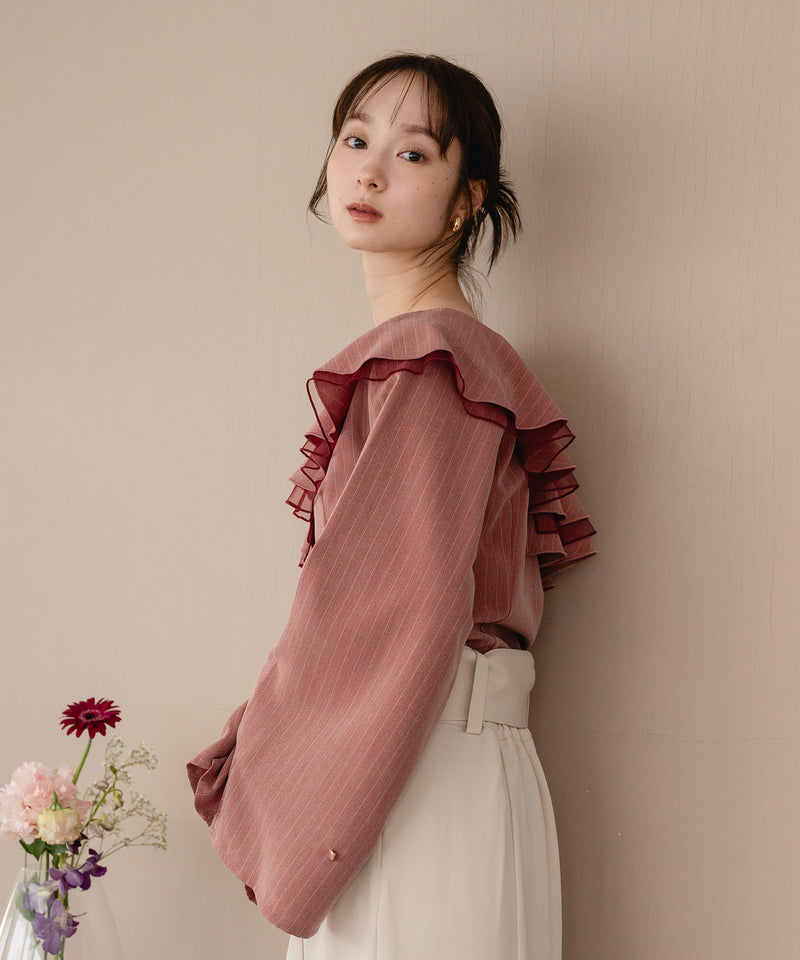 【予約商品】frill one shoulder tops /  フリルワンショルダートップス