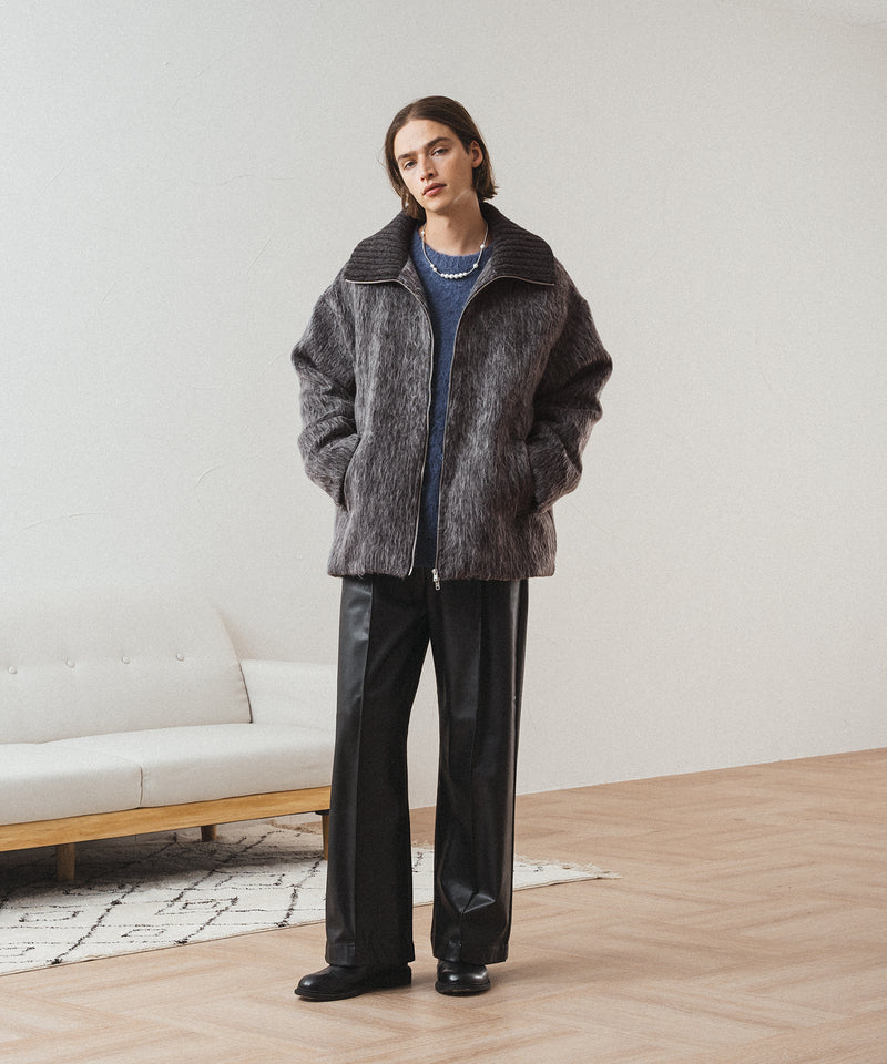 【New】MELANGE SHAGGY DOUBLE ZIP BLOUSON/メランジシャギーダブルジップブルゾン