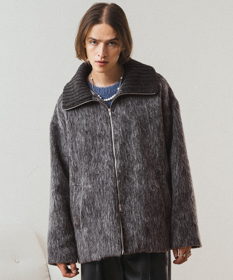 【New】MELANGE SHAGGY DOUBLE ZIP BLOUSON/メランジシャギーダブルジップブルゾン
