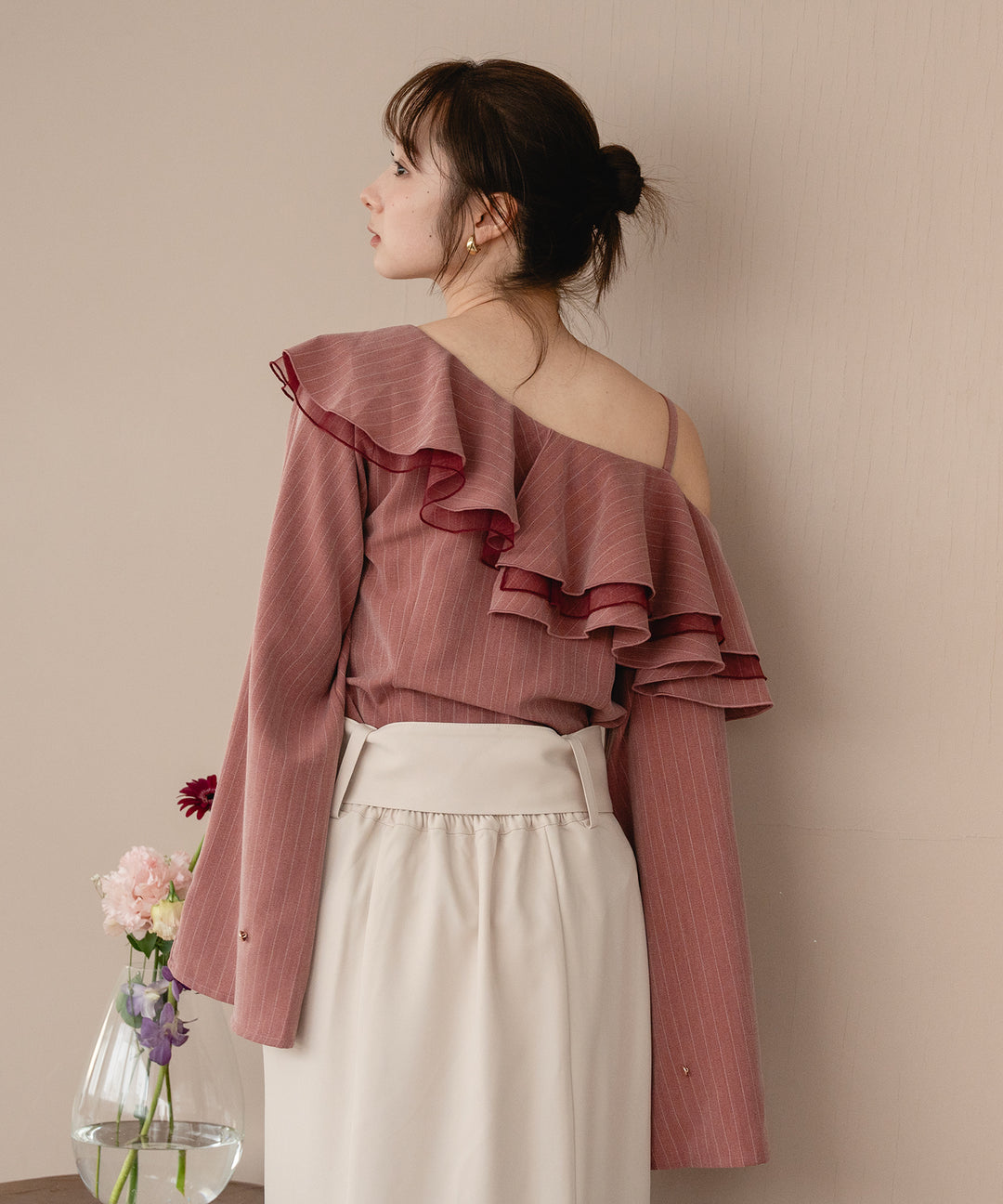 frill one shoulder tops / フリルワンショルダートップス – favclo.