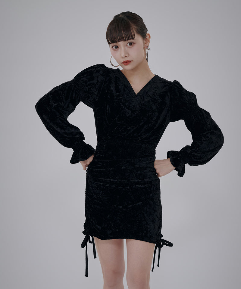 【by manato】String Velor Mini dress / ストリングベロアミニドレス
