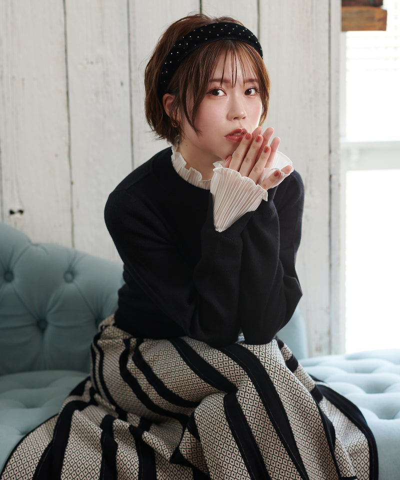 【imyuu】Pleated Frill Knit / プリーツフリル ニットプルオーバー