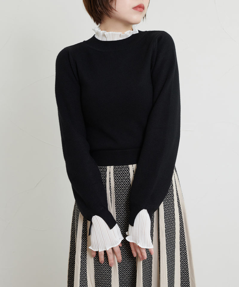 【imyuu】Pleated Frill Knit / プリーツフリル ニットプルオーバー