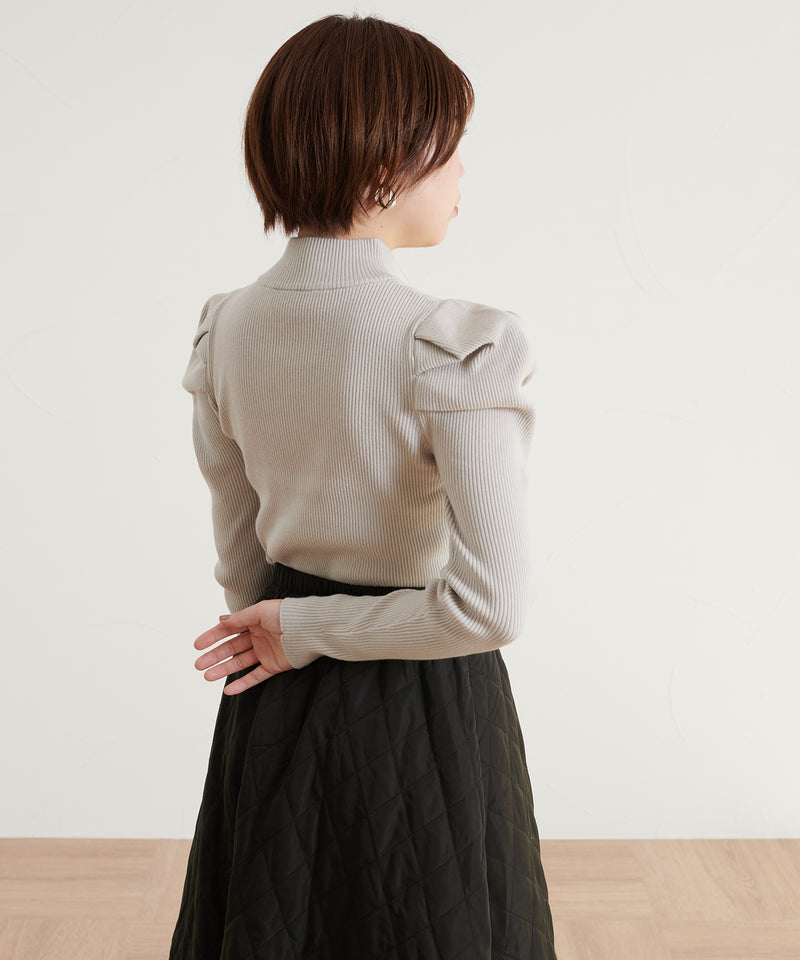 【imyuu】Puff Sleeve Slim Knit / パフスリーブ スリムニット