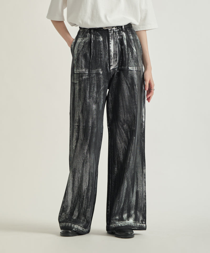 新色追加【selleglant｜セレグランテ】SILVER PRINT WIDE DENIM PANTS/シルバープリントワイドデニムパンツ