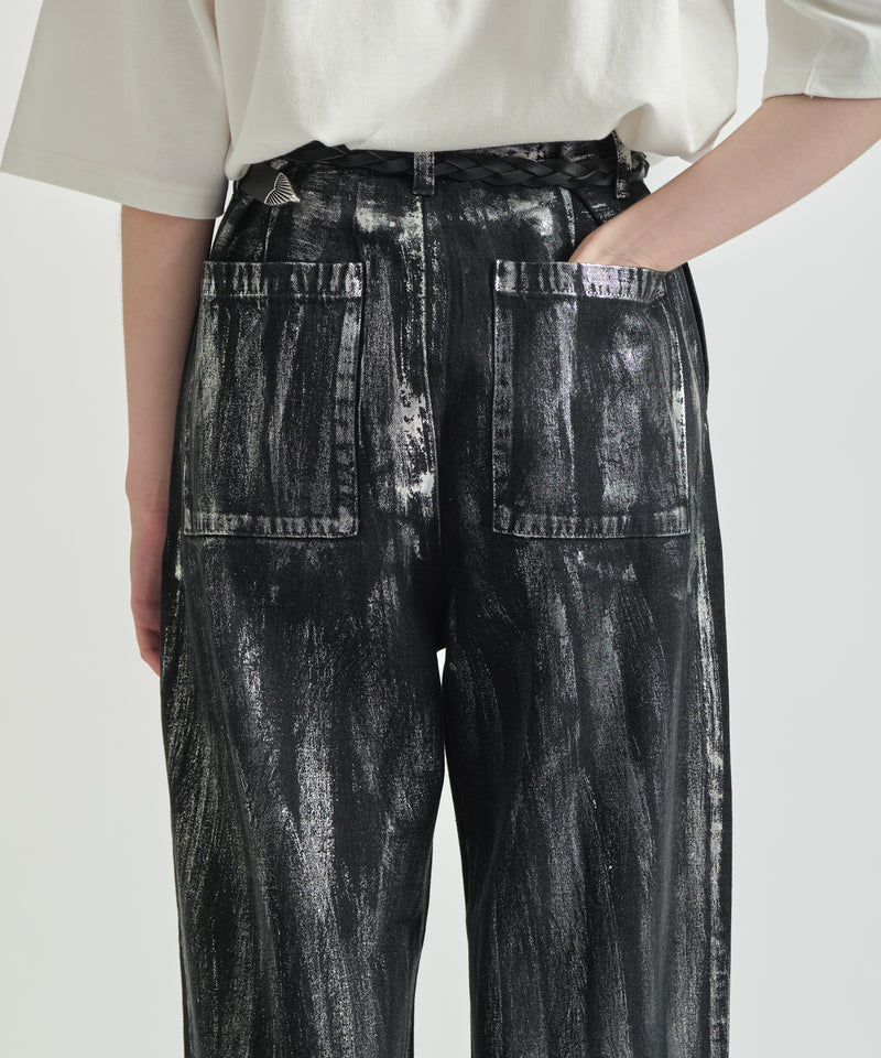 新色追加【selleglant｜セレグランテ】SILVER PRINT WIDE DENIM PANTS/シルバープリントワイドデニムパンツ