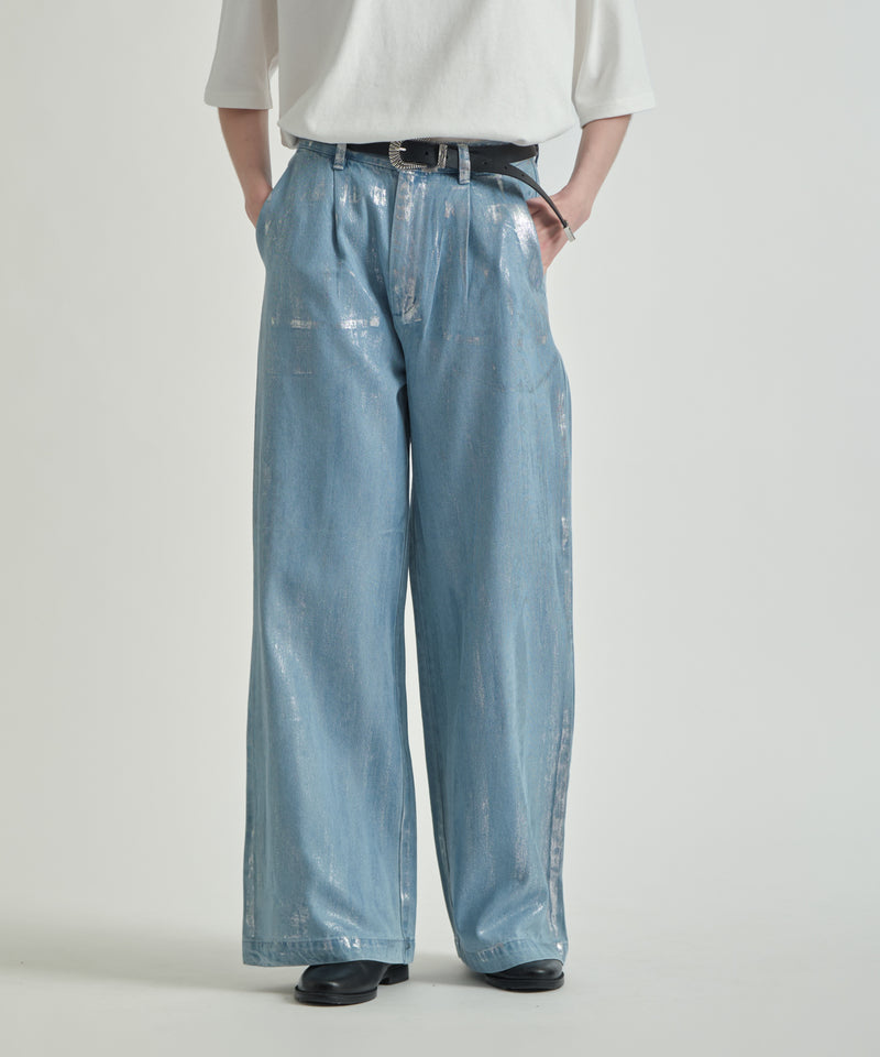 新色追加【selleglant｜セレグランテ】SILVER PRINT WIDE DENIM PANTS/シルバープリントワイドデニムパンツ