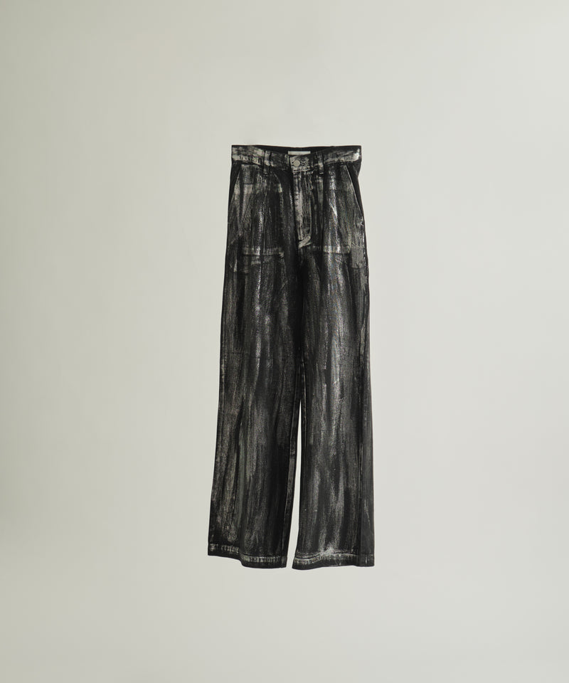 新色追加【selleglant｜セレグランテ】SILVER PRINT WIDE DENIM PANTS/シルバープリントワイドデニムパンツ