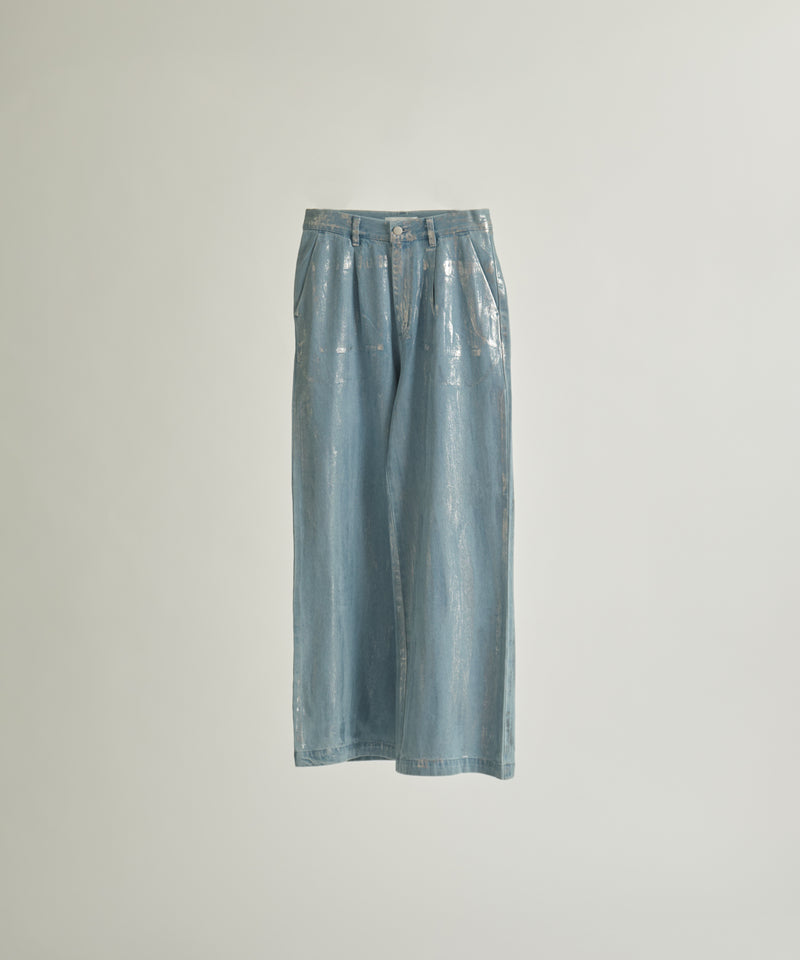 新色追加【selleglant｜セレグランテ】SILVER PRINT WIDE DENIM PANTS/シルバープリントワイドデニムパンツ