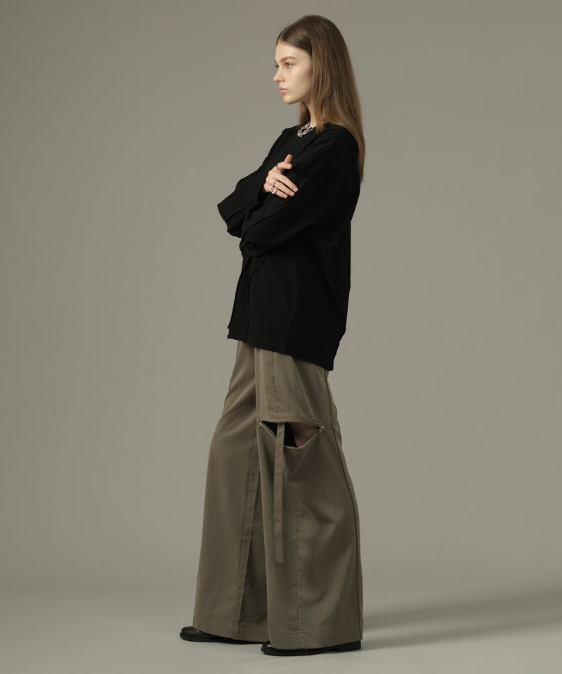 【selleglant｜セレグランテ】SIDE ZIP CODE WIDE PANTS/サイドジップコードワイドパンツ