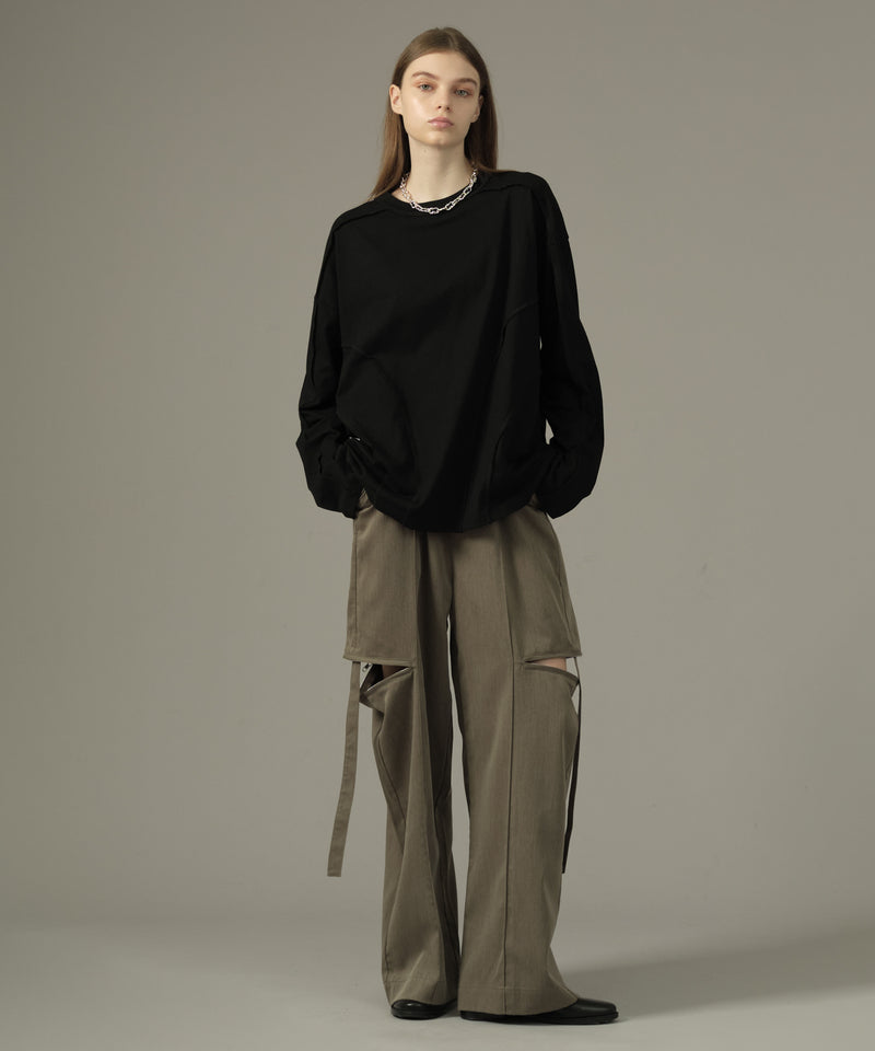 【selleglant｜セレグランテ】SIDE ZIP CODE WIDE PANTS/サイドジップコードワイドパンツ