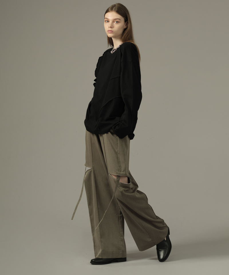 【selleglant｜セレグランテ】SIDE ZIP CODE WIDE PANTS/サイドジップコードワイドパンツ