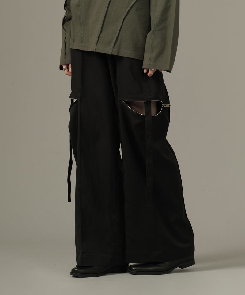 【selleglant｜セレグランテ】SIDE ZIP CODE WIDE PANTS/サイドジップコードワイドパンツ