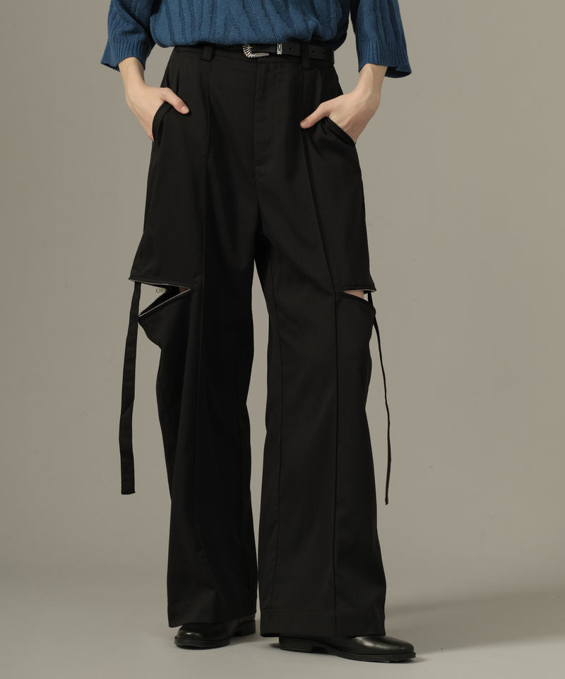 【selleglant｜セレグランテ】SIDE ZIP CODE WIDE PANTS/サイドジップコードワイドパンツ