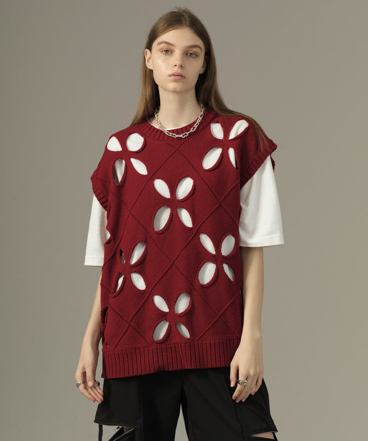 selleglant｜セレグランテ】FLOWER HOLE SUMMER KNIT VEST