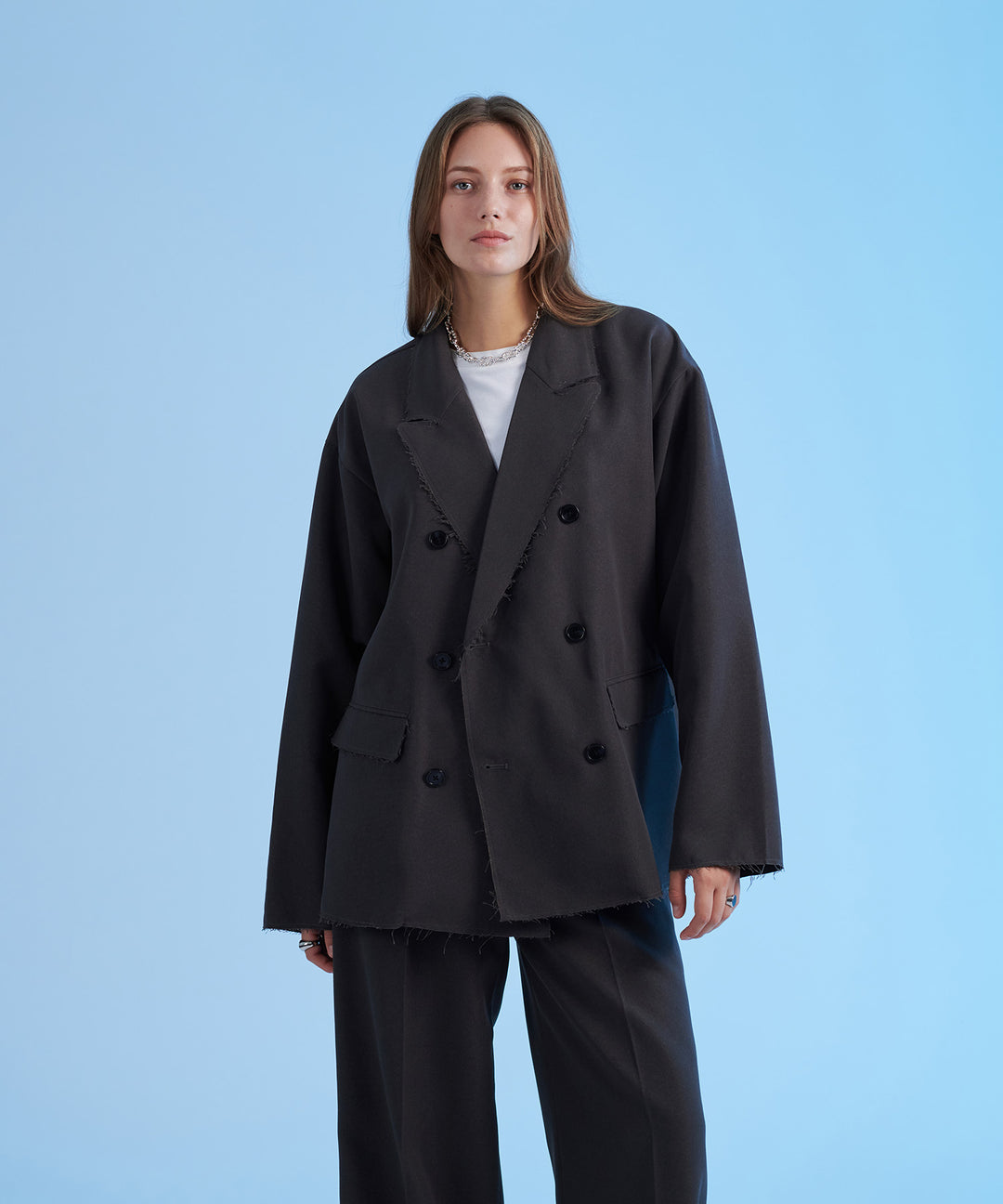 ジャケット・アウター DOUBLE TAILORED CUTOFF JACKET selleglant｜セレグランテ】DOUBLE TAILORED CUTOFF JACKET