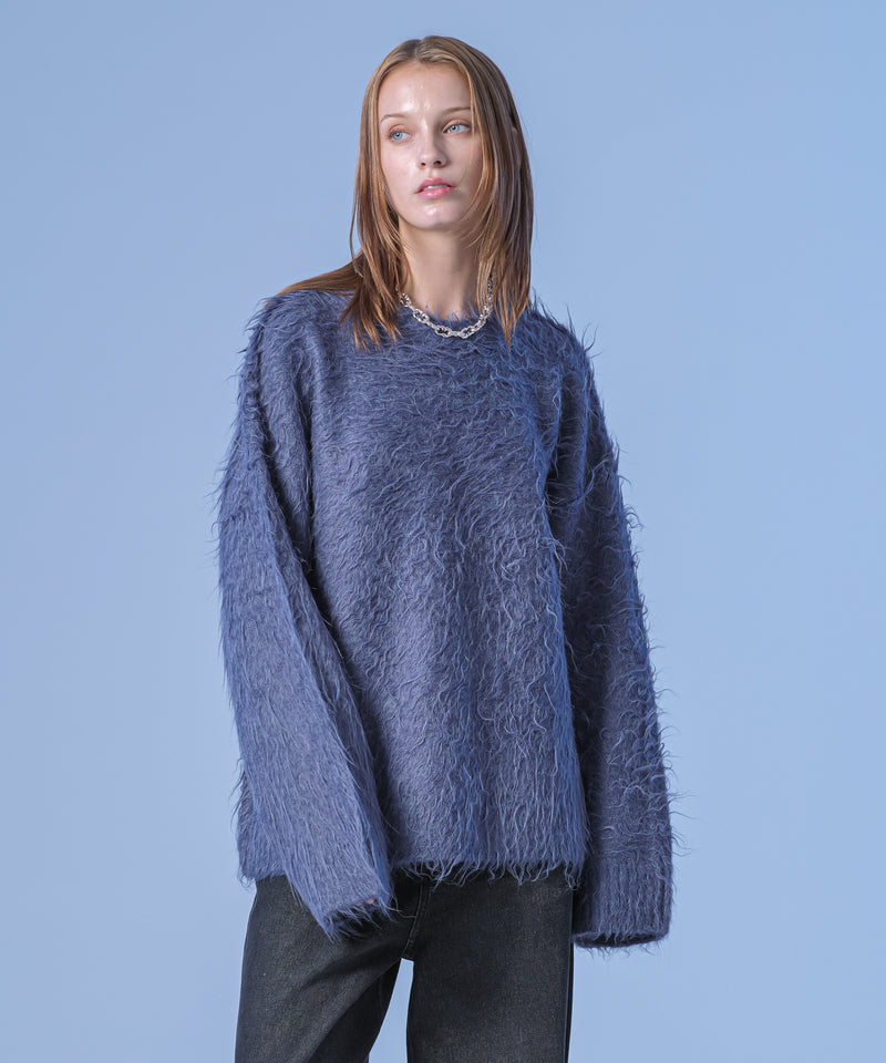 新色追加【selleglant｜セレグランテ】LONG SLEEVE WOOL MIXED SHAGGY KNIT / ロングスリーブウール混シャギーニット