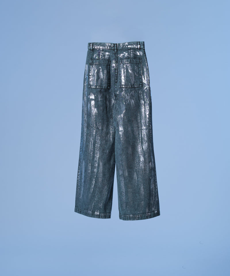 新色追加【selleglant｜セレグランテ】SILVER PRINT WIDE DENIM PANTS/シルバープリントワイドデニムパンツ