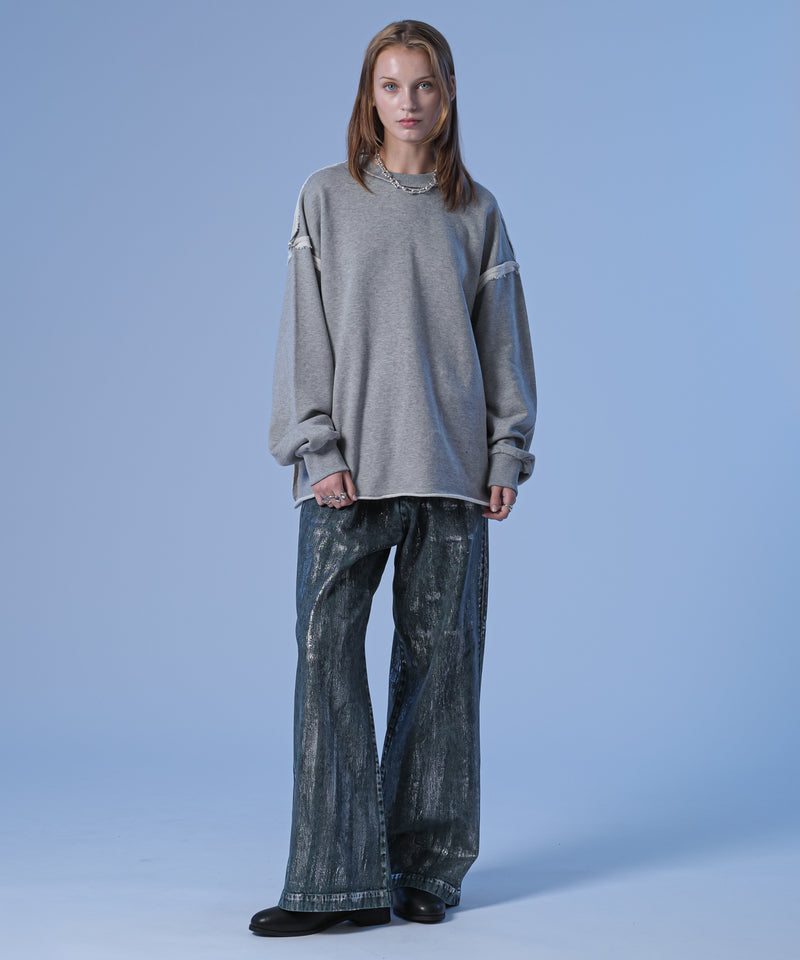 新色追加【selleglant｜セレグランテ】SILVER PRINT WIDE DENIM PANTS/シルバープリントワイドデニムパンツ