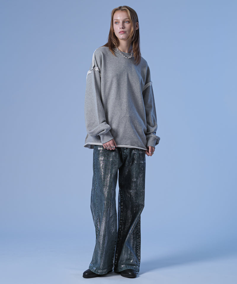 新色追加【selleglant｜セレグランテ】SILVER PRINT WIDE DENIM PANTS/シルバープリントワイドデニムパンツ