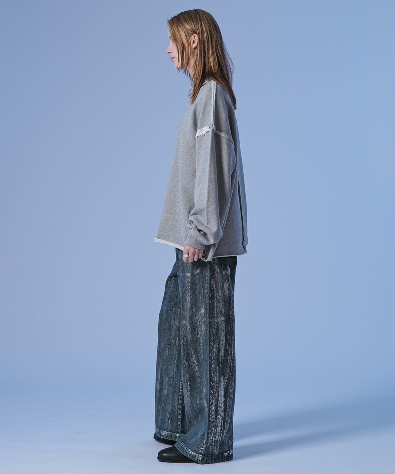 新色追加【selleglant｜セレグランテ】SILVER PRINT WIDE DENIM PANTS/シルバープリントワイドデニムパンツ