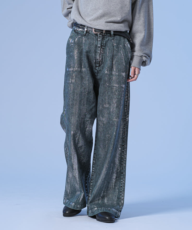 新色追加【selleglant｜セレグランテ】SILVER PRINT WIDE DENIM PANTS/シルバープリントワイドデニムパンツ