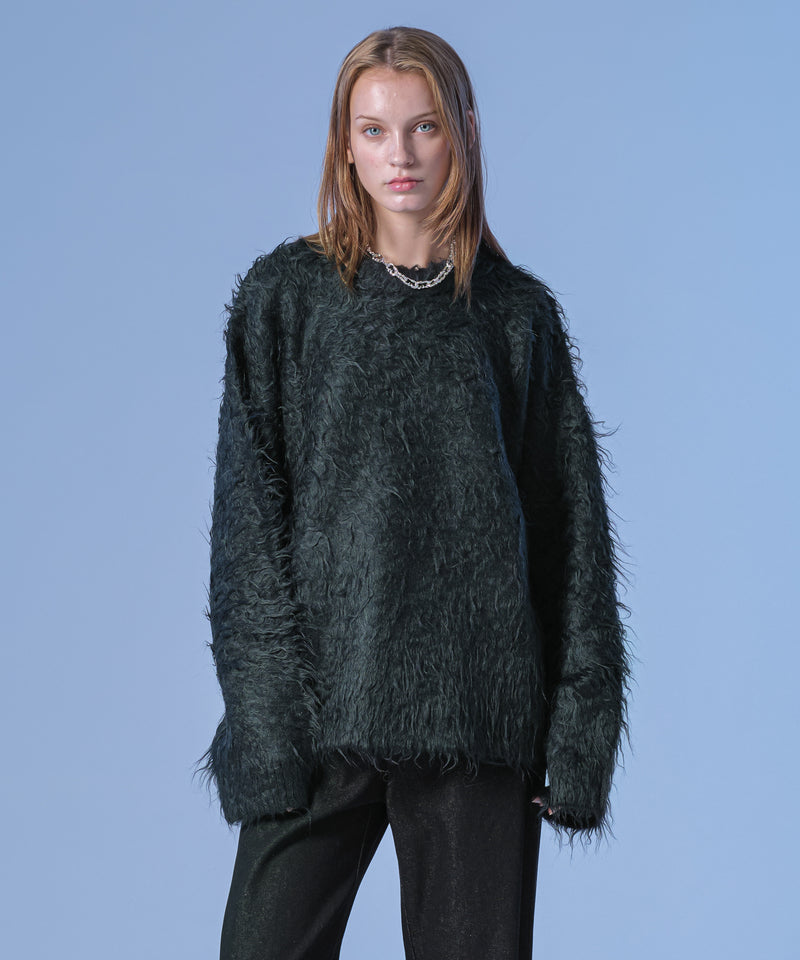 新色追加【selleglant｜セレグランテ】LONG SLEEVE WOOL MIXED SHAGGY KNIT / ロングスリーブウール混シャギーニット