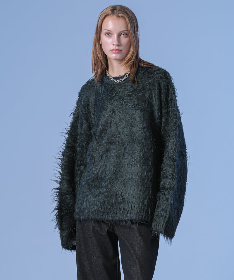 新色追加【selleglant｜セレグランテ】LONG SLEEVE WOOL MIXED SHAGGY KNIT / ロングスリーブウール混シャギーニット