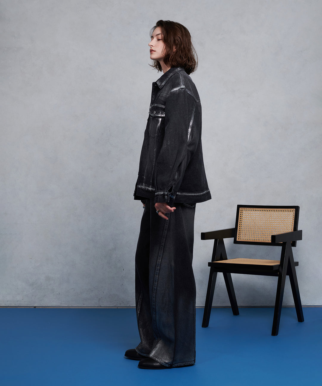 selleglant｜セレグランテ】SILVER PAINT DENIM JACKET/シルバー