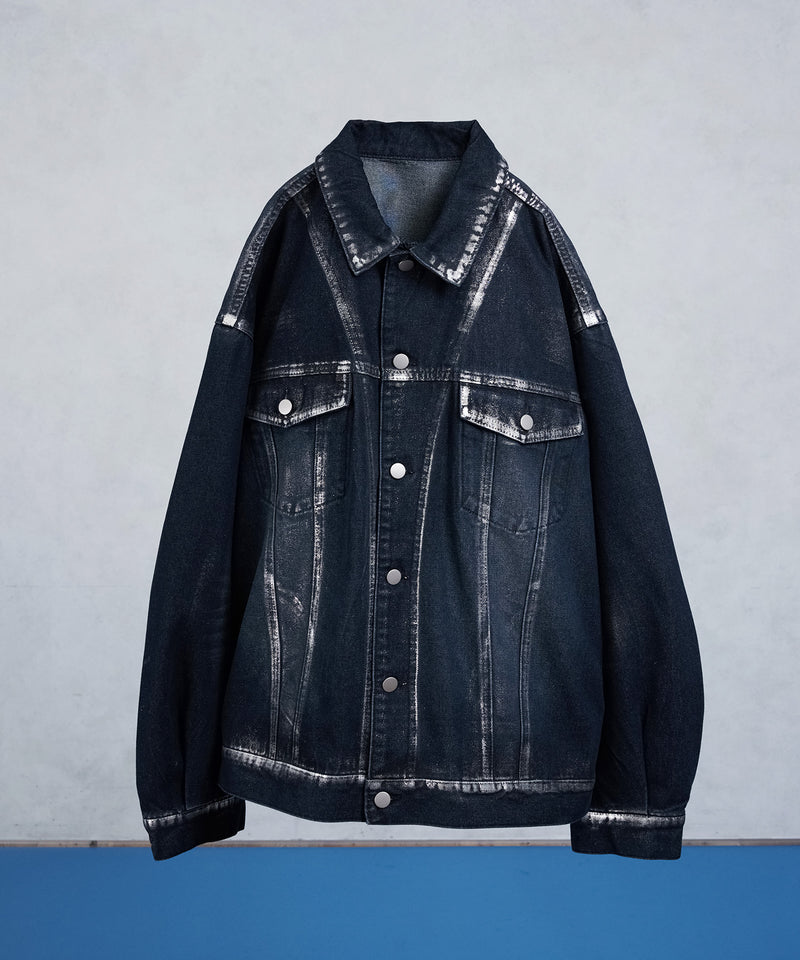 【selleglant｜セレグランテ】SILVER PAINT DENIM JACKET/シルバーペイントデニムジャケット