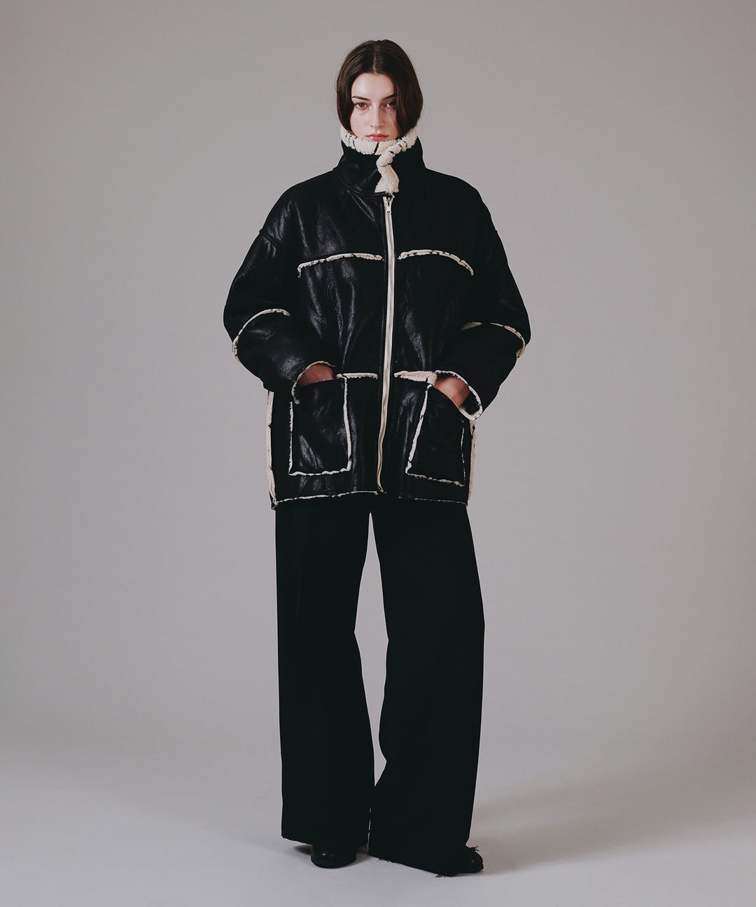 ボントン　ボアジャケット selleglant｜セレグランテ】 REVERSIBLE FAKE MOUTON BOA JACKET