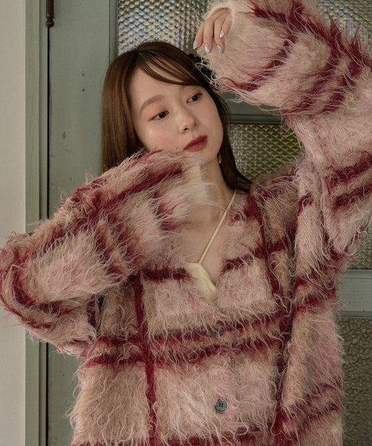 【予約商品】design pattern shaggy cardigan / デザインパターンシャギーカーディガン