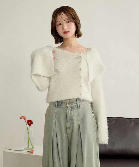 glitter wide collar knit / グリッターワイドカラーニット
