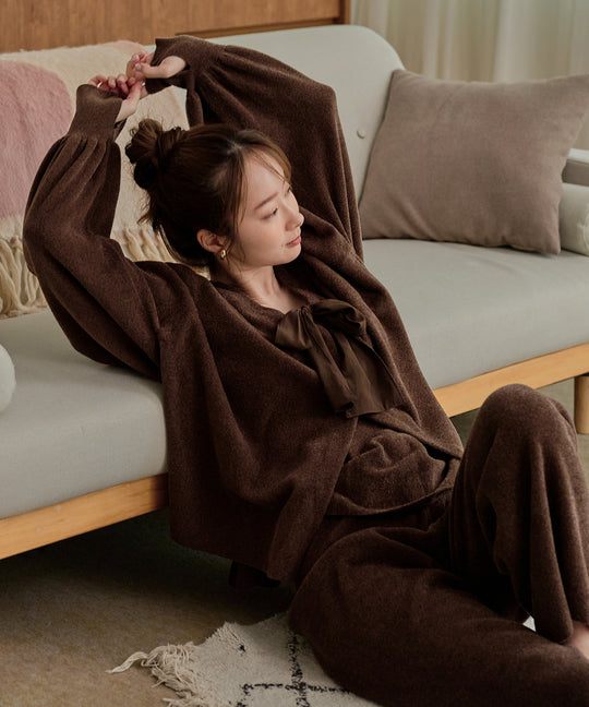 【予約商品】room wear ribbon cardigan / ルームウェアリボンカーディガン