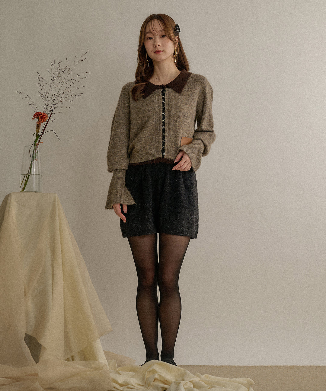 glitter shaggy knit short pants / グリッターシャギーニットショート