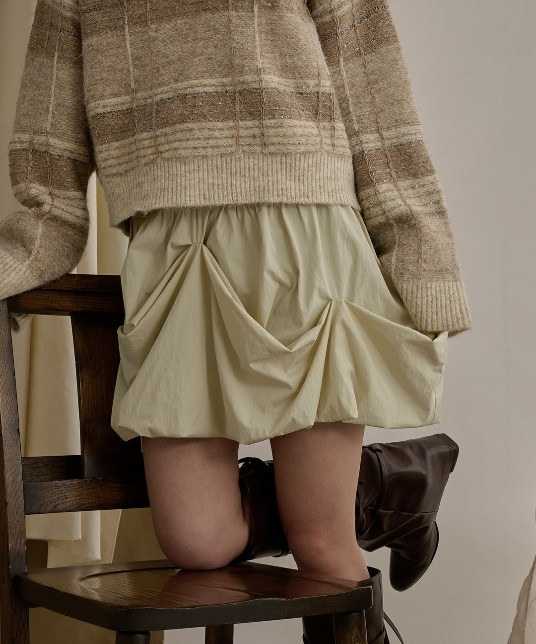 tuck balloon mini skirt / タックバルーンミニスカート – favclo.