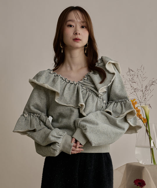 2way frill sweat / 2wayフリルスウェット