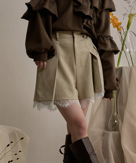 suede lace short pants / スエードレースショートパンツ