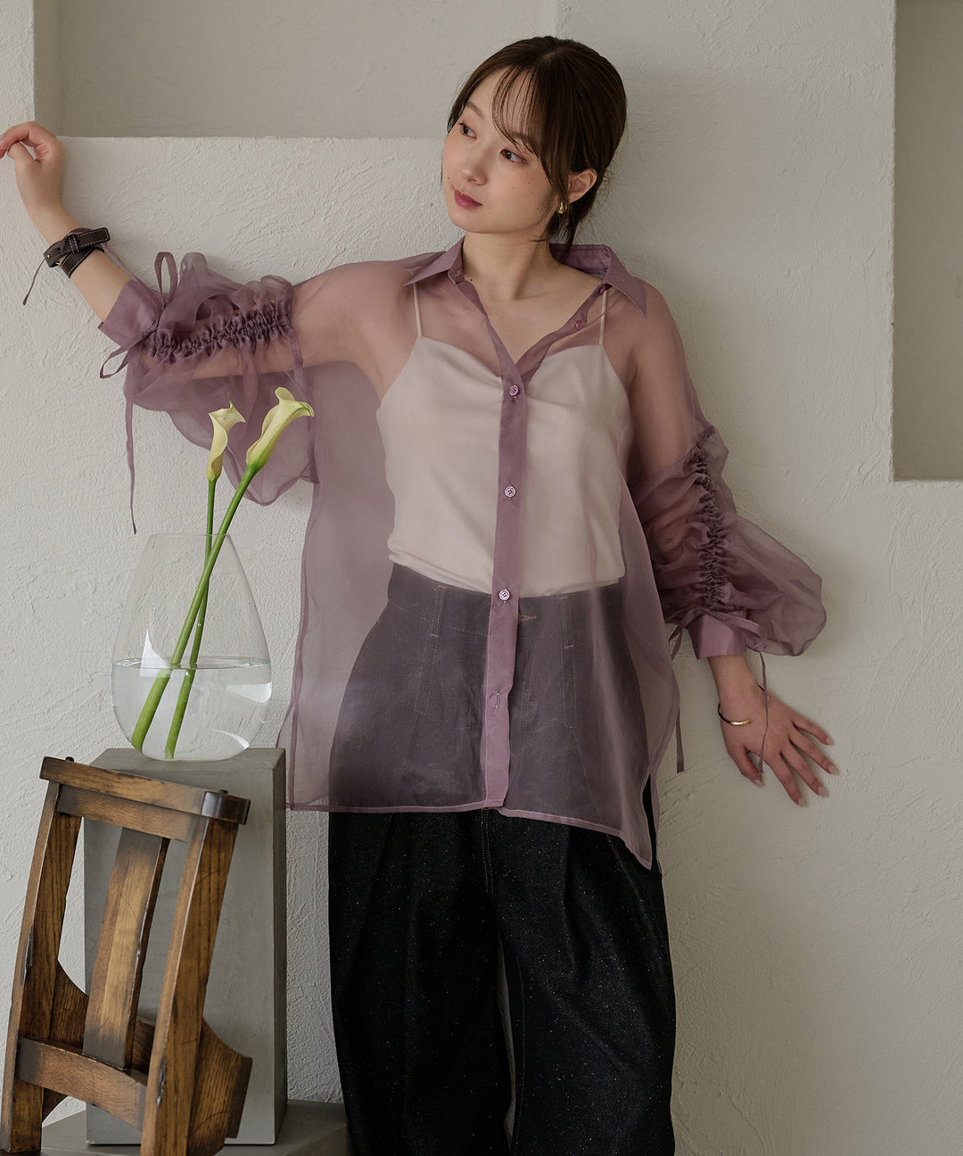 drost sleeve sheer shirt / ドロストスリーブシアーシャツ – favclo.