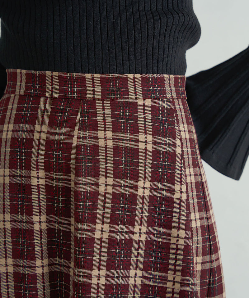 【Last10点】【imyuu】Bias Pleated Check Skirt / チェックバイアスプリーツスカート