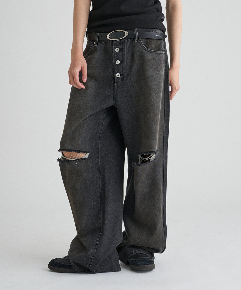 WIDE LOOSE DAMAGE MUD DENIM/ワイドルーズダメージマッドデニム