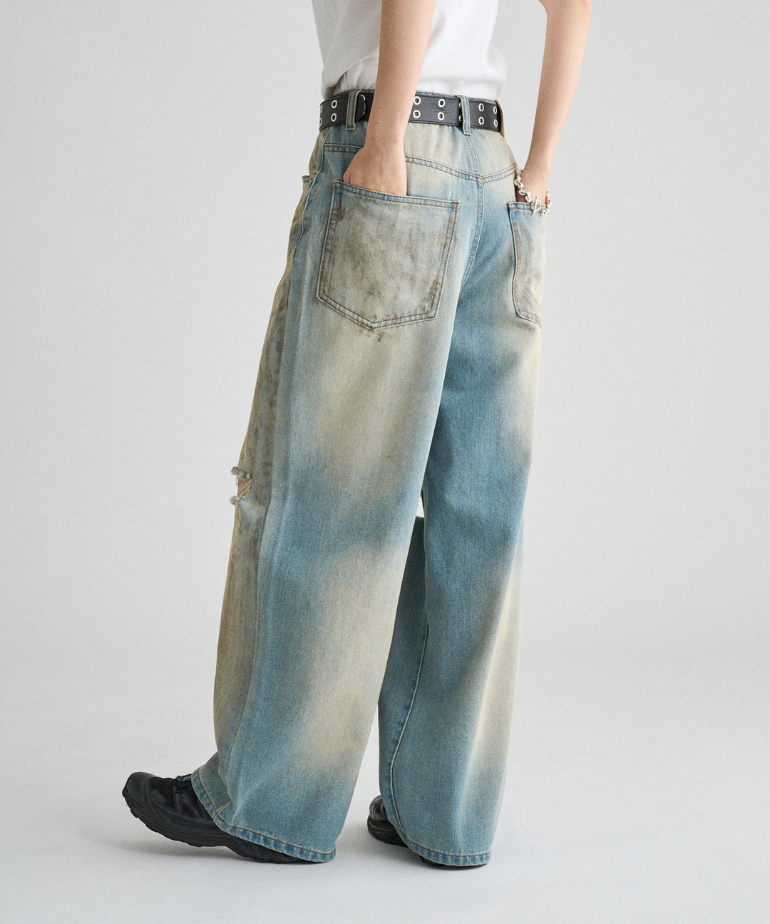 WIDE LOOSE DAMAGE MUD DENIM/ワイドルーズダメージマッドデニム – favclo.