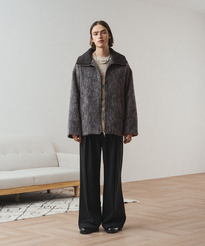 【New】MELANGE SHAGGY DOUBLE ZIP BLOUSON/メランジシャギーダブルジップブルゾン