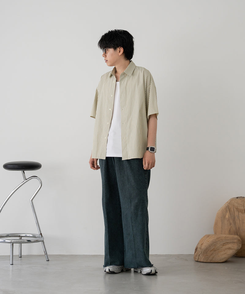 【新色追加】【selleglant｜セレグランテ】CUT OFF WIDE STRAIGHT DENIM PANTS/カットオフワイドストレートデニムパンツ