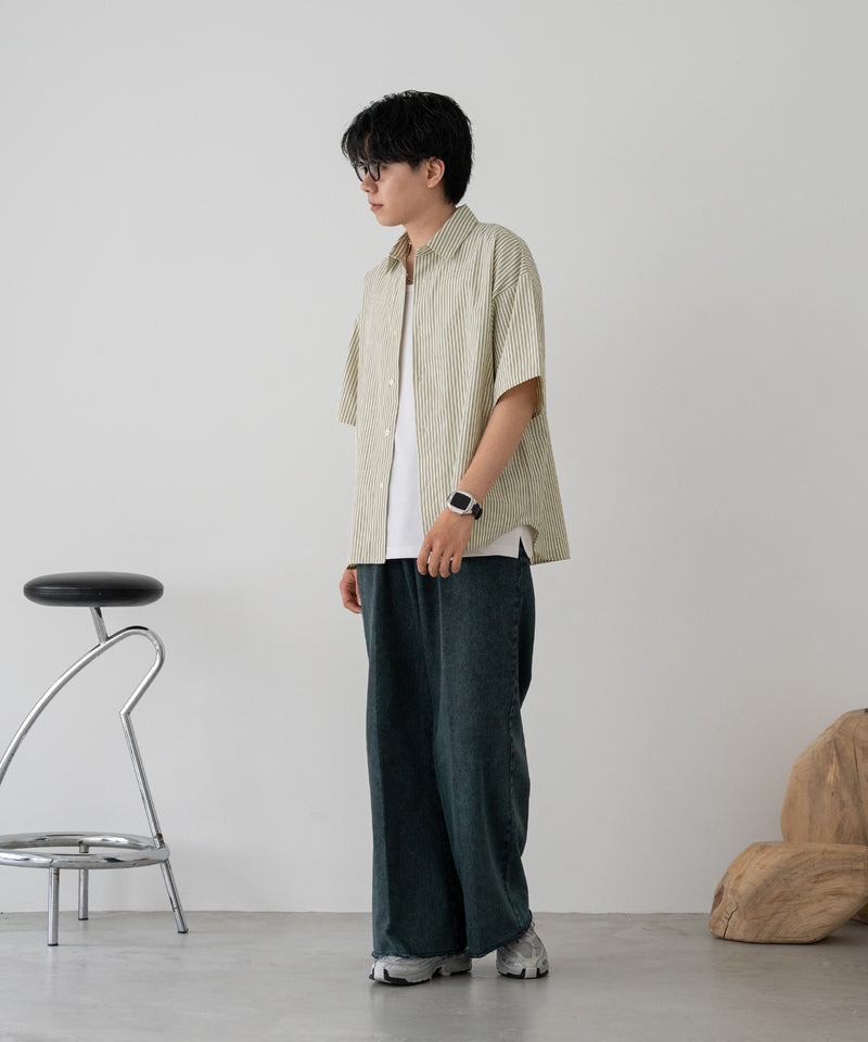 【新色追加】【selleglant｜セレグランテ】CUT OFF WIDE STRAIGHT DENIM PANTS/カットオフワイドストレートデニムパンツ