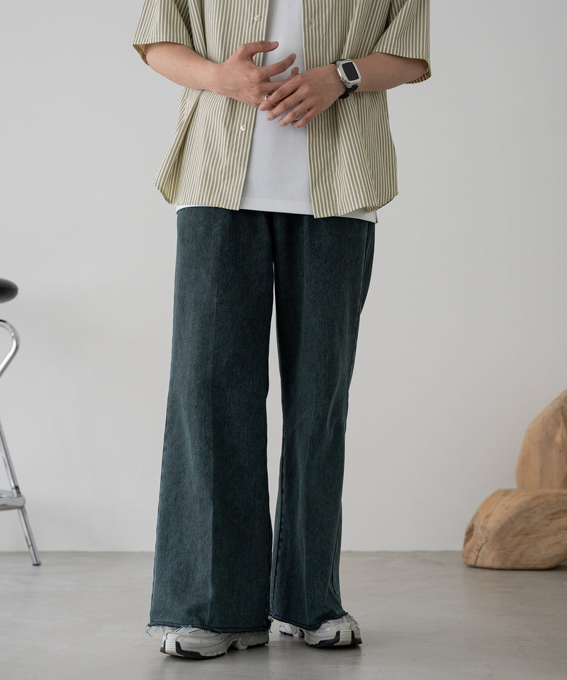 【新色追加】【selleglant｜セレグランテ】CUT OFF WIDE STRAIGHT DENIM PANTS/カットオフワイドストレートデニムパンツ