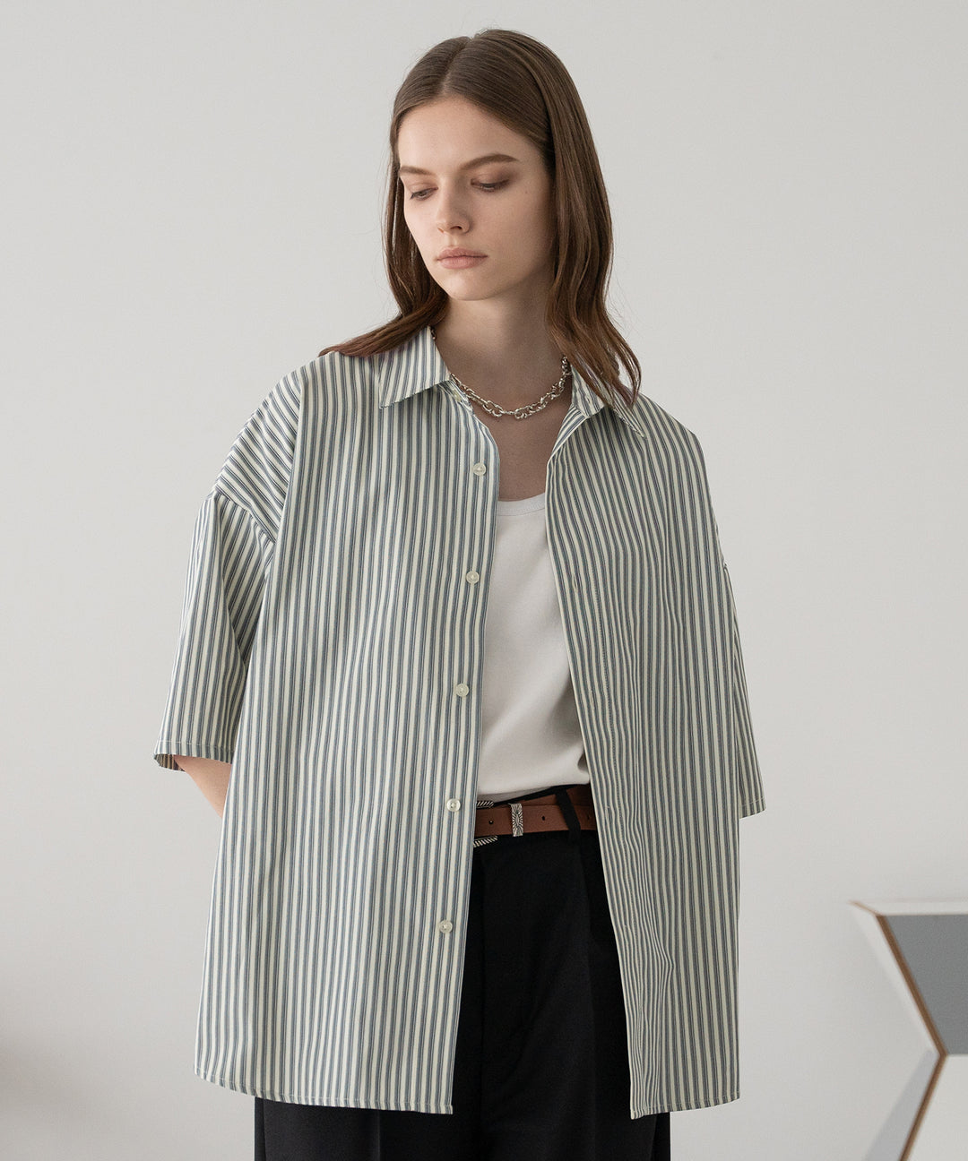 selleglant｜セレグランテ】REGULAR COLLAR STRIPE SHIRT